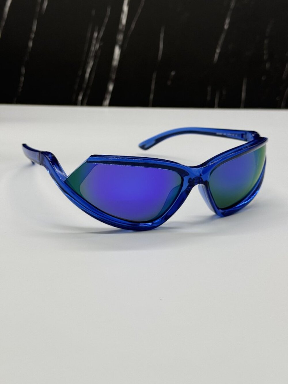 NEW BALENCIAGA BB0289S 004 BLUE GEOMETRIC SUNGLASSES BALENCIAGA EYEWEAR - Picture 4 of 11